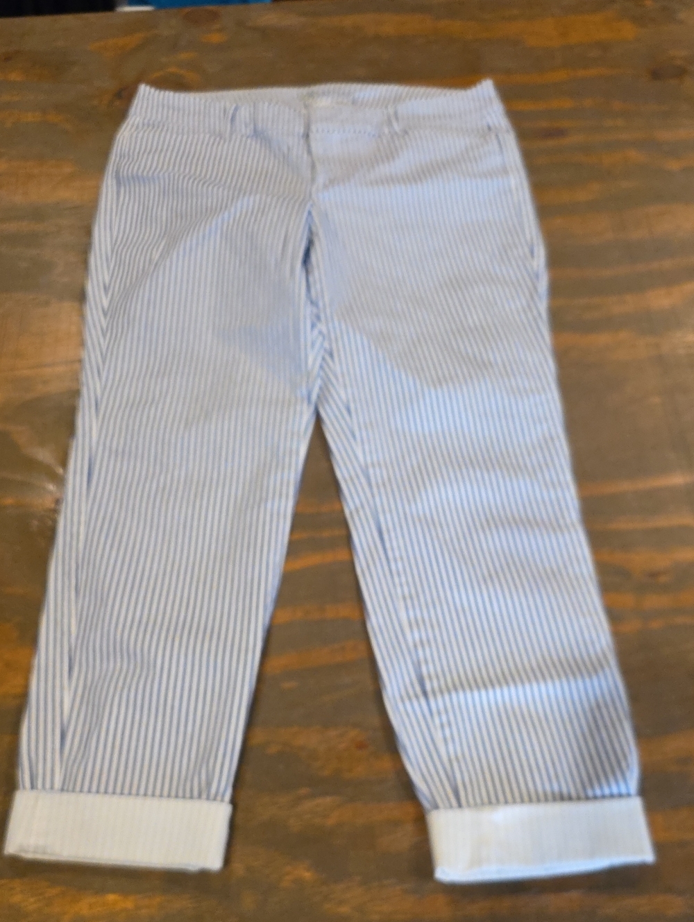 Old Navy Blue & White Pinstripe Cuffed Chinos
